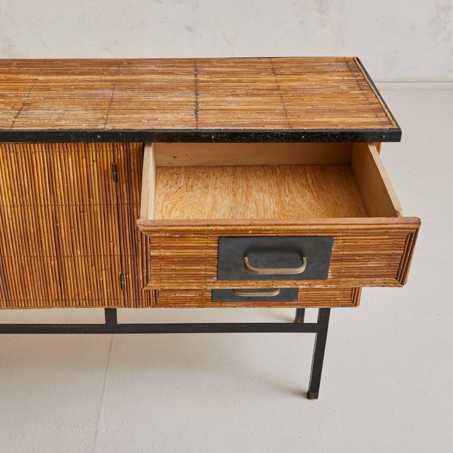 French Pencil Reed Sideboard with Iron Base, 1960s For Sale - Image 11 of 11