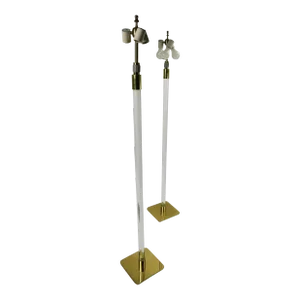 Hansen Glass and Brass Floor Lamps - A Pair
