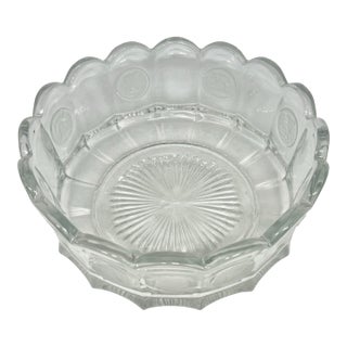 1960’s Fostoria Clear Coin Glass Bowl With Liberty Bell 1886 Design For Sale