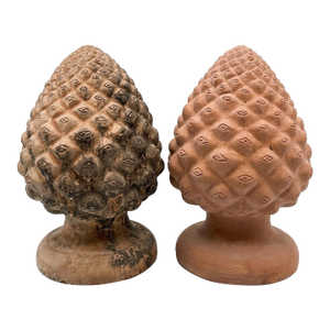 Pair of Vintage Italian Terracotta Pinecone Finials
