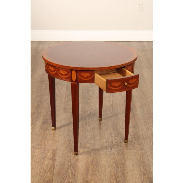 Traditional Baker Federal Style Inlaid Mahogany Round Side Table For Sale - Image 3 of 12