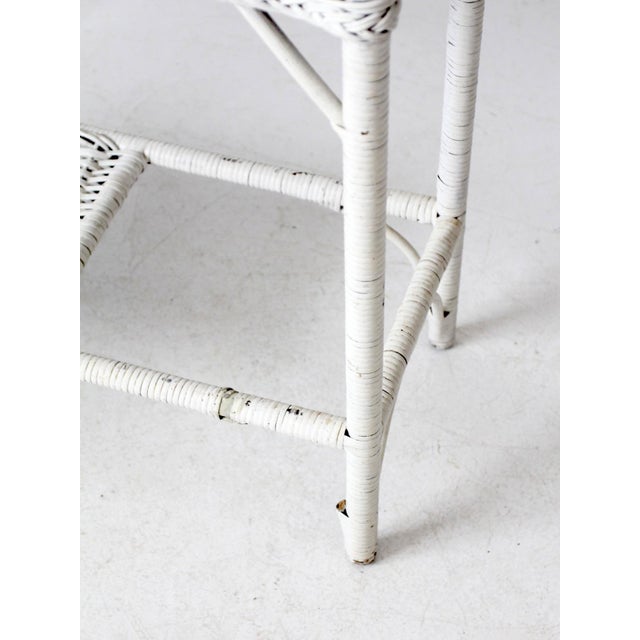 Antique White Wicker Planter Basket Stand For Sale - Image 4 of 12