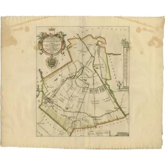 Early 18th Century Antique Map of the Haskerland Township Friesland by Halma, 1718 For Sale - Image 5 of 5