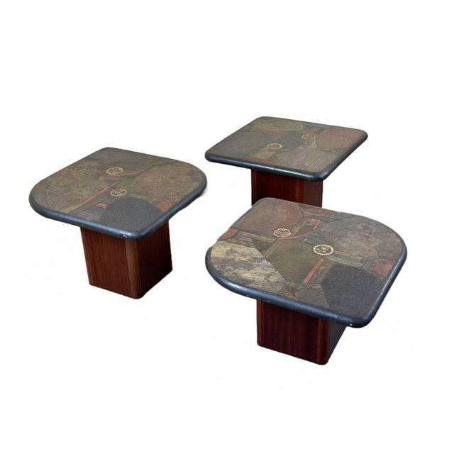 Brutal Coffee Tables with Mosaic by Paul Kingma for Kneip, 1980s, Set of 3 For Sale - Image 18 of 18
