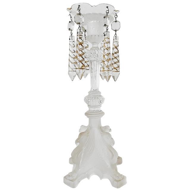 White Vintage Crystal Candlestick from Val Saint Lambert, 1920s For Sale - Image 8 of 8