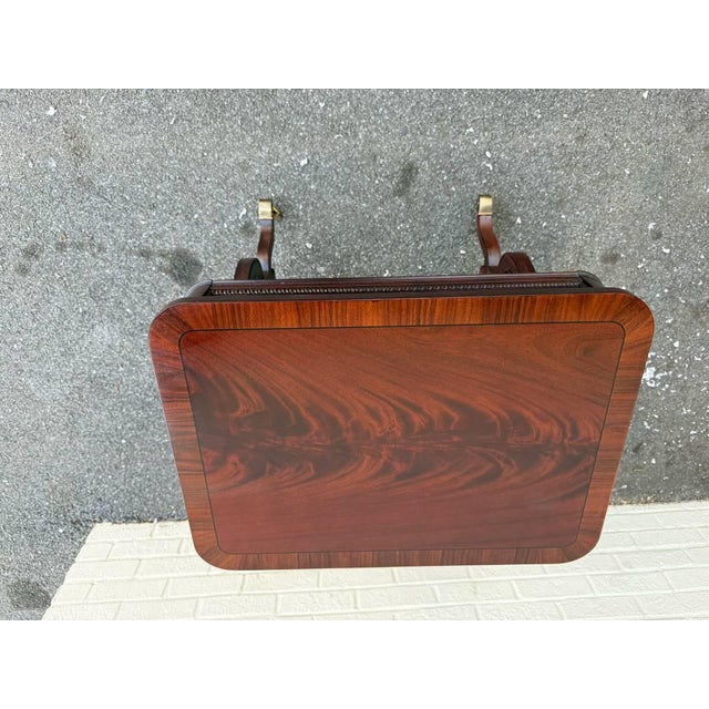 Mid 20th Century Vintage Regency Style Flame Mahogany Lyre Base Side Table For Sale In Washington DC - Image 6 of 11