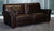 Vintage Chocolate Brown Leather Two To Three Seater Sofa. Very good-looking sofa with all the cushions sewn into the sofa....