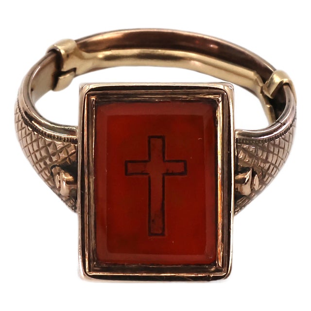 10k Yellow Gold Victorian Braided Mourning Quartz Hair Ring, Size 3.5 For Sale