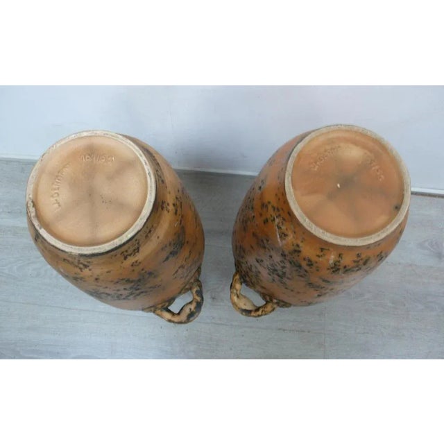 Brown Tall Art Pottery Floor Vases, Germany, 1950s, Set of 2 For Sale - Image 8 of 9