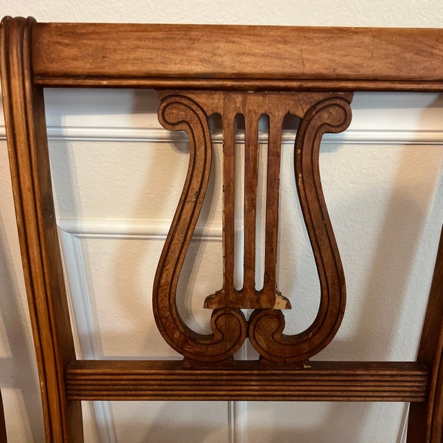 American Vintage Harpback Duncan Phyfe Style Mid Century Chairs For Sale - Image 3 of 9