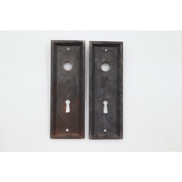 Mid 20th Century Vintage Classic Black Steel Oval Door Knob Set For Sale - Image 5 of 5
