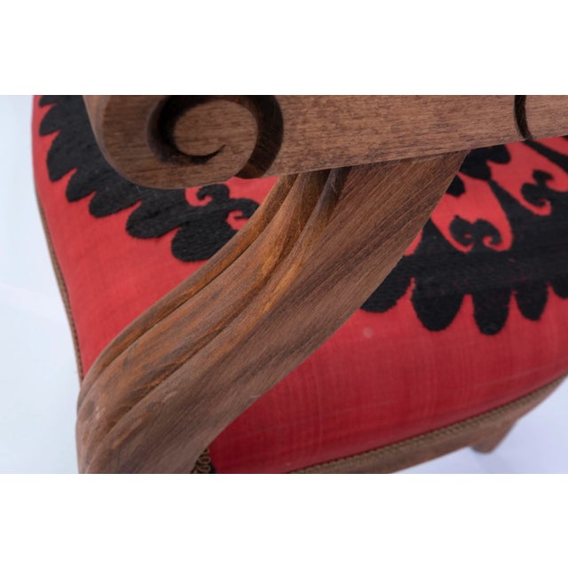 Late 20th Century The Bohemian Chair, Suzani Embroidery Armchair With Bergere Style For Sale - Image 5 of 12