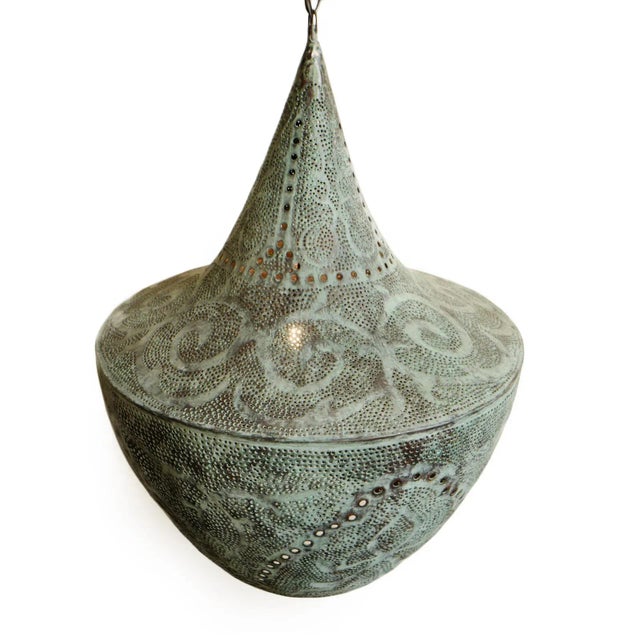 Boho Chic Copper Madras Pendant Light XXL For Sale - Image 3 of 8