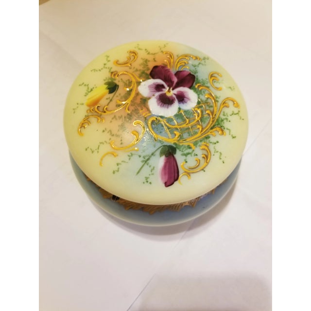 Antique Bohemian Glass Powder Jar Dresser Box For Sale - Image 9 of 10