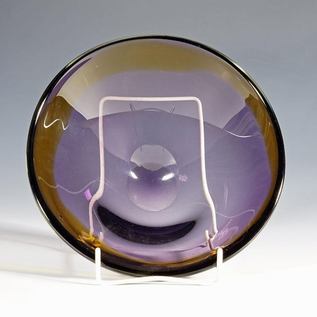 Glass Vintage Art Glas Bowl by Willy Johannsen for Hadeland (Attr.) 1957 For Sale - Image 7 of 9
