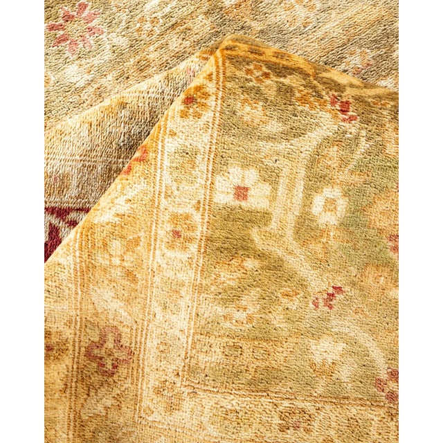 Textile Vintage Traditional Hand Knotted Wool Area Rug, Olive - 8'1" X 9'10" For Sale - Image 7 of 9