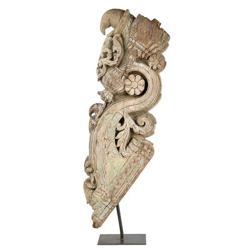 Indian Wooden Architectural Element on Base For Sale - Image 9 of 9
