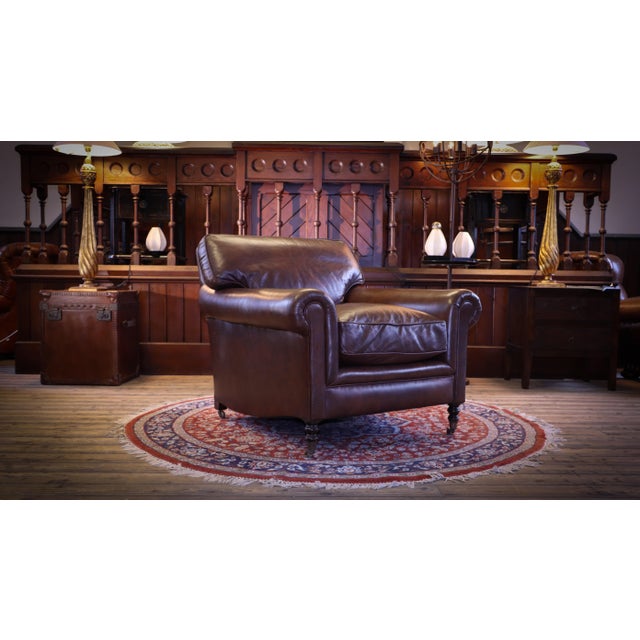 Brown Leather Armchair with Cusion Back from George Smith, 2010s For Sale - Image 8 of 18