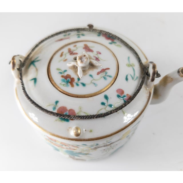 Ceramic 19th or 20th Century Chinese Famille Rose Enamel Teapot With Butterflies For Sale - Image 7 of 16