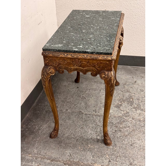 Italian Carved Giltwood Console Table + Marble Top, 19th Century For Sale - Image 4 of 12