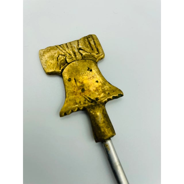 Vintage Mid-Century Americana-Themed Brass & Stainless Steel Skewers- Set of 5 For Sale - Image 4 of 11