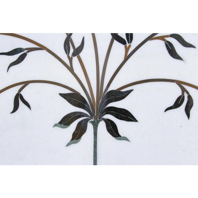 White Marble Gemstone Inlay Campanula Wall Panel For Sale - Image 8 of 12