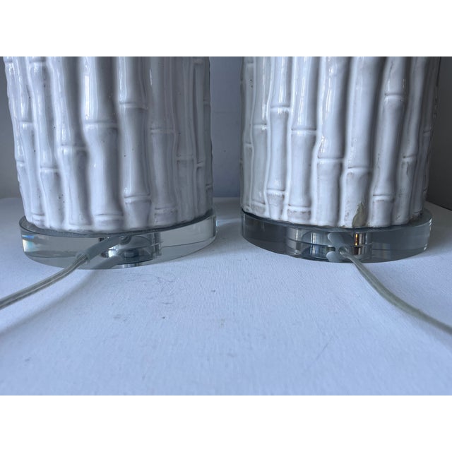 2010s Ceramic Bamboo Table Lamps-Glass Bases & Finials-Set 2 For Sale - Image 5 of 9