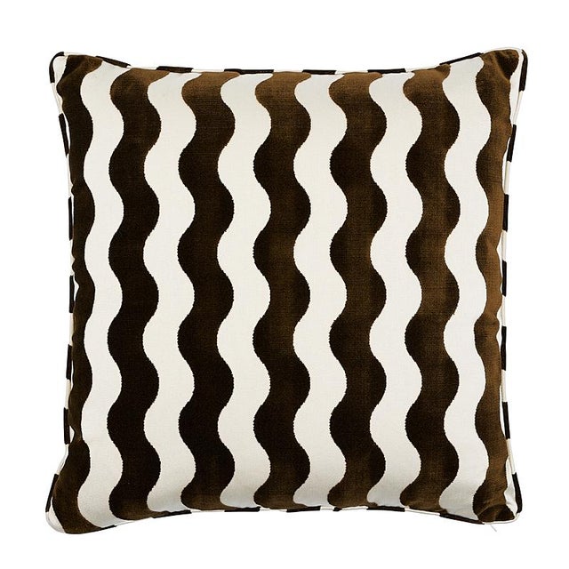 Modern Schumacher The Wave 24" Pillow in Chocolate For Sale - Image 3 of 3