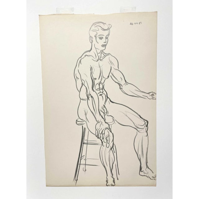 Modern Vintage Male Erotica, Black & White Figure Study by Artist Harold Haydon For Sale - Image 3 of 5
