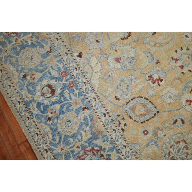 Persian Persian Meshed Beige Blue Teal Antique Rug - 10' x 13' For Sale - Image 3 of 12