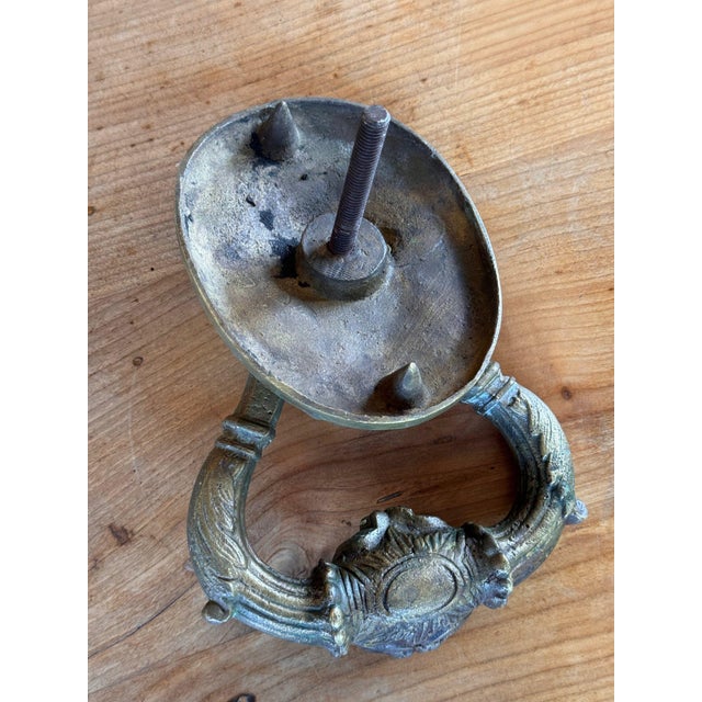 19th Century English Bronze Lion Door Knocker With Cherub Mask For Sale - Image 6 of 6