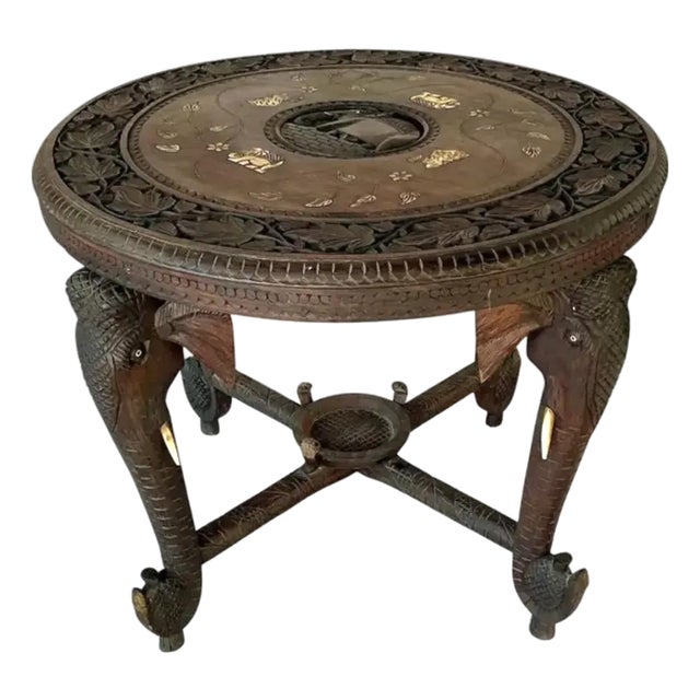 Anglo Indian Round Elephant Side Table For Sale