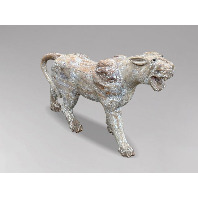Wood Large Hand Carved Carousel Panther, 1960s, Wood For Sale - Image 7 of 11