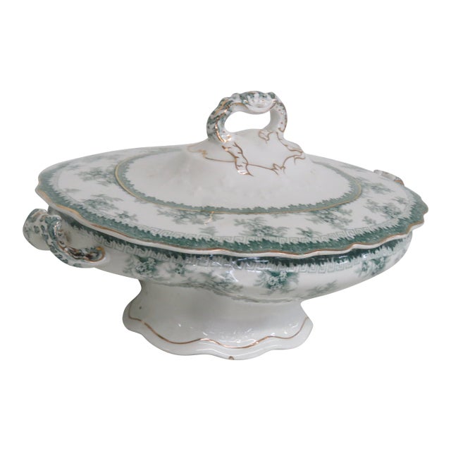 Early 20th Century John Maddock and Sons Hamilton Royal Vitreous Green Lidded Turreen Dish For Sale
