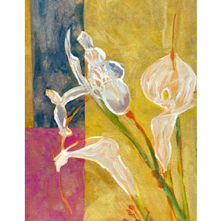 "Japanese Iris and Calla Lily" Contemporary Painting by Listed Artist Martha Holden For Sale