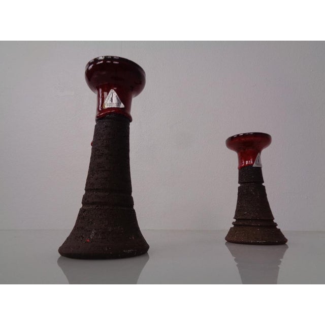 Black Danish Lava Ceramic Candleholders by Lehmann, 1960s, Set of 2 For Sale - Image 8 of 18