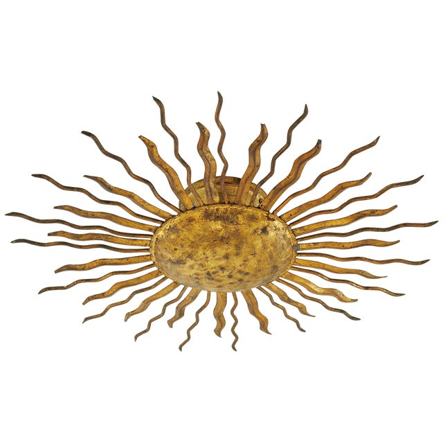 Transitional Suzanne Kasler for Visual Comfort Signature Ré Flush Mount in Gilded Iron For Sale - Image 3 of 6