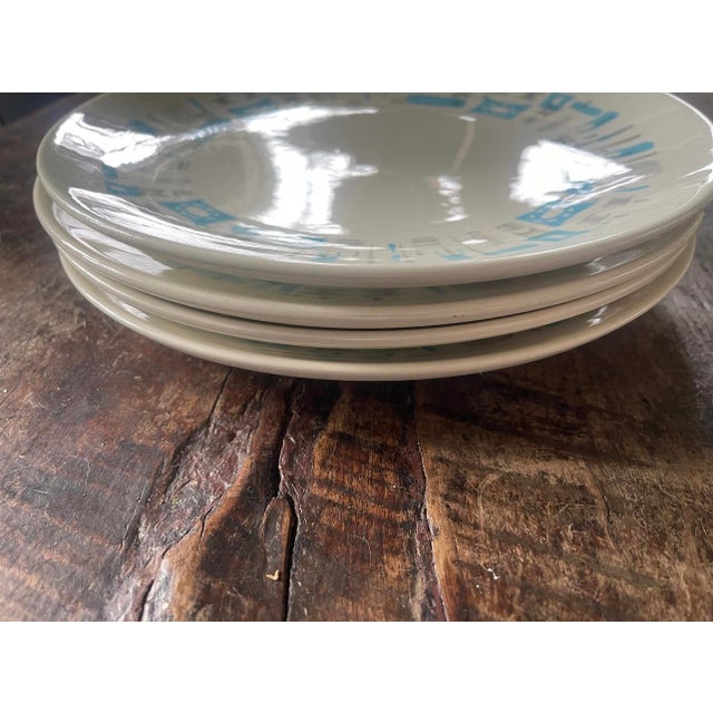 1950s Set of Four (4) MCM Blue Heaven by Royal China 10 1/8” Plates For Sale - Image 5 of 9