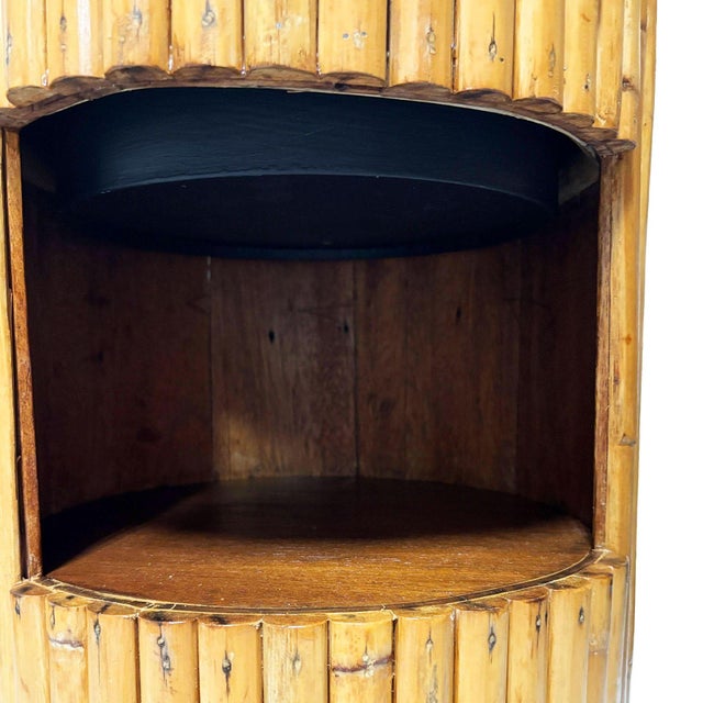 1950s Restored Paul Frankl Style Stacked Rattan Planter Stand W/ Cubby For Sale In Los Angeles - Image 6 of 8