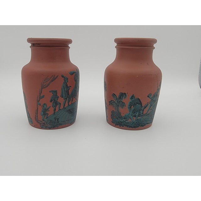 Two Antique English Prattware Transferware Meat Paste Pottery Jars C. 1860 For Sale In Baltimore - Image 6 of 7