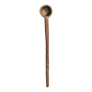 Vintage Indian Rustic Carved Wood Spoon For Sale