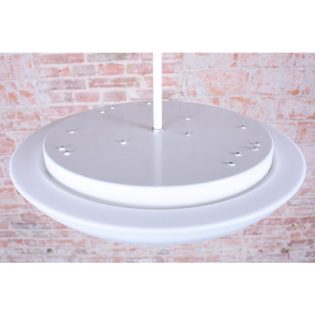 White Mid-Century Chandelier in Lacquered Metal and Opal Glass, Czech, 1960s For Sale - Image 8 of 9