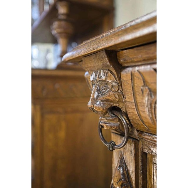 Neo-Renaissance Oak Cabinet with Stained Glass For Sale - Image 4 of 18