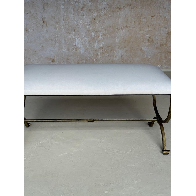 Spanish Gilt Iron Bench With Scrolled Feet For Sale - Image 9 of 12
