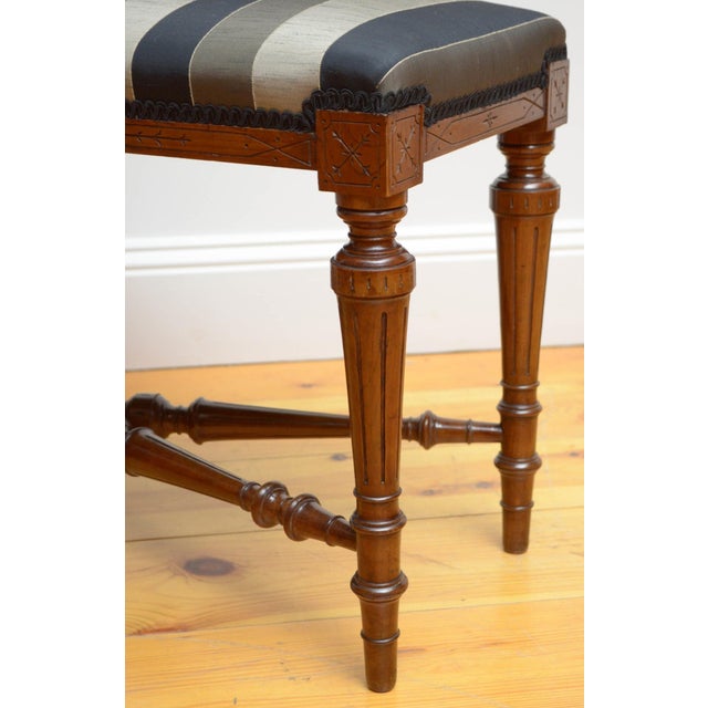 Late 19th Century English Victorian Walnut Window Seat or Duet Stool, 1880 For Sale - Image 5 of 9