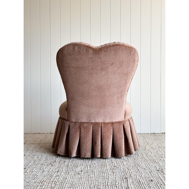 Vintage Blush Velvet Slipper Chair With Pleated Skirt For Sale In Greensboro - Image 6 of 12