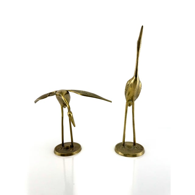 Vintage Brass Crane Sculptures – A Pair For Sale - Image 9 of 11
