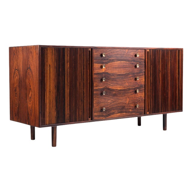 Scandinavian Sideboard in Rosewood with Tambour Doors, Denmark, 1960 For Sale