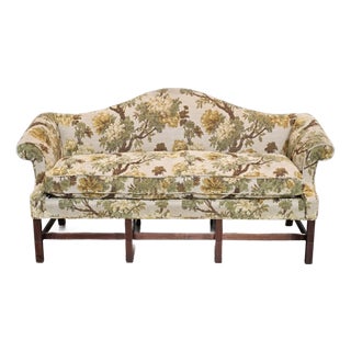 Late 20th Century Kittinger Historic Newport Mahogany Sofa With Bergamo Upholstery Gilted Age Ri For Sale