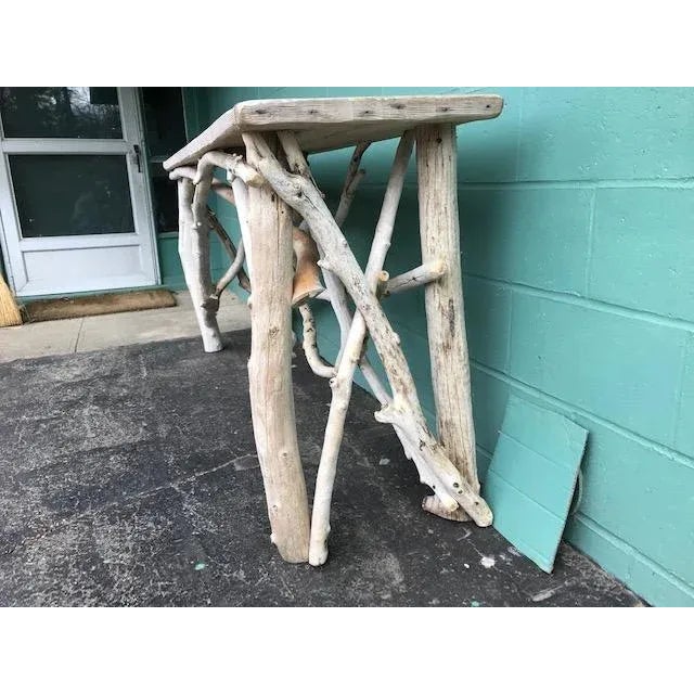 Coastal Driftwood Console Table For Sale - Image 3 of 10
